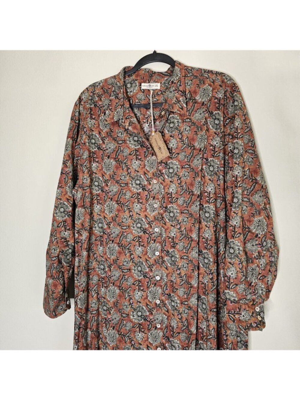 NWT Natural Life Dress sz L / XL Boho Fall flower print pattern brown fall - Picture 4 of 9